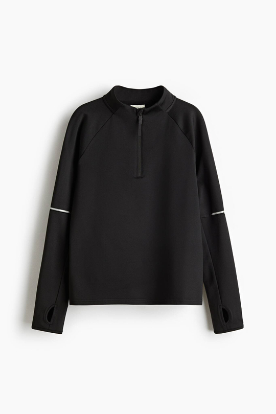 H&M Лонгслив из мягкого джерси с флисовой подкладкой ThermoMove, черный