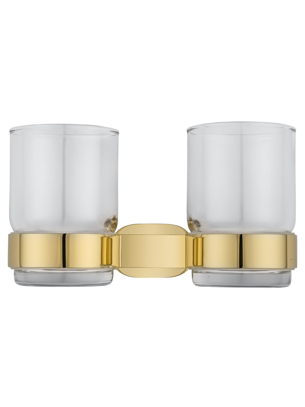 Два стакана для зубных щеток с держателем WONZON & WOGHAND FIRST, Глянцевое золото (WW-8428-LG)