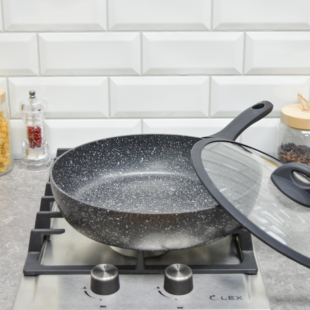 Сотейник 28см Hi-Black ScovO со стеклянной крышкой