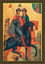 Икона "Борис и Глеб" 6х9 на МДФ-6