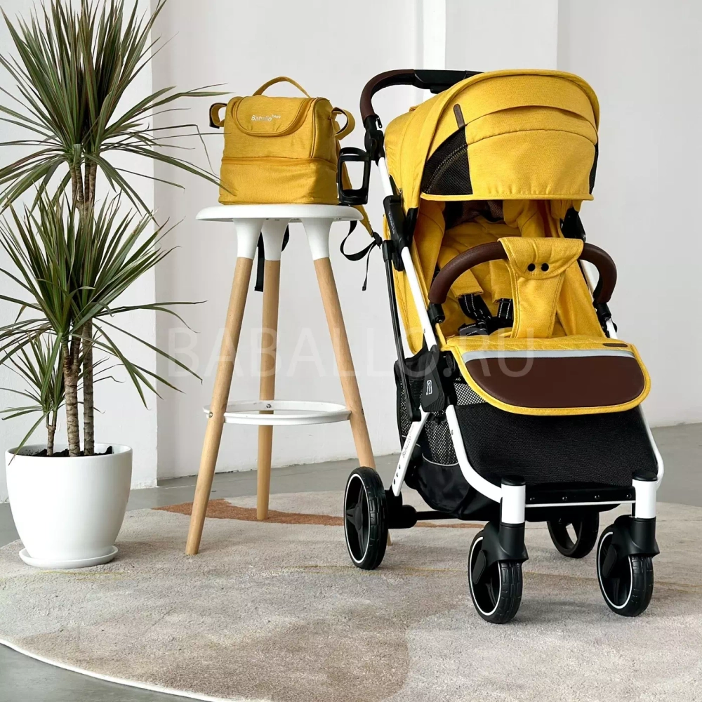 Коляска прогулочная Babalo 2023 жёлтый белая рама