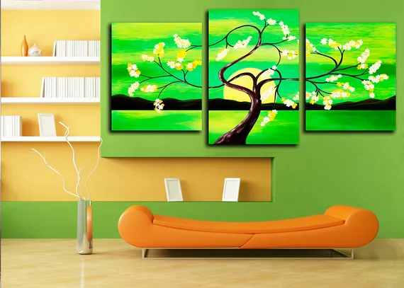 Модульная картина "Зеленый закат"