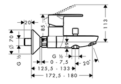 Смеситель для ванны Hansgrohe Talis E² , однорычажный, ½’ хром 31642000