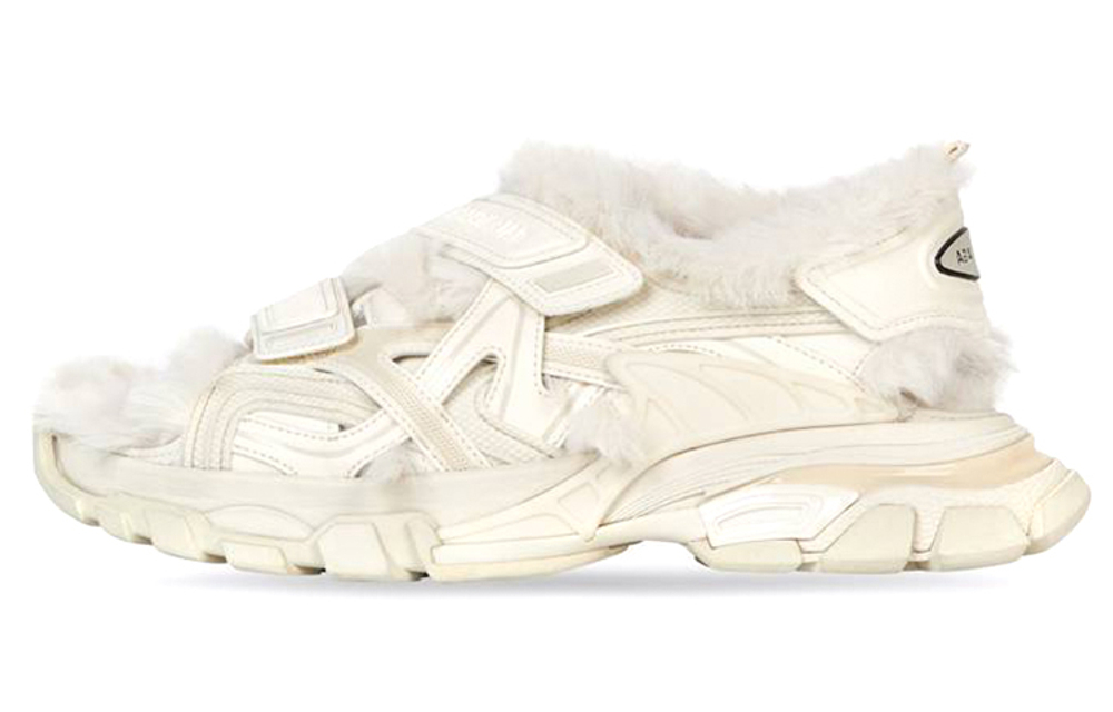 Balenciaga Track Sandal Fake Fur Beige Women"s