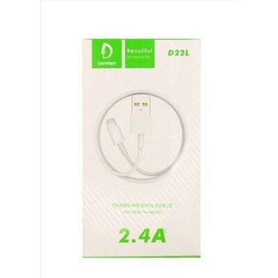 Кабель DENMEN D22L USB-Lightning 2.4A 1м PVC White
