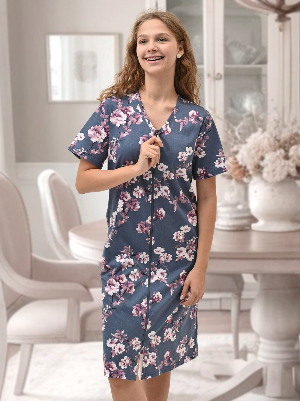 Халат узор цветы