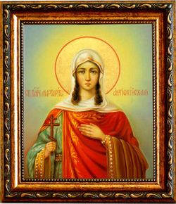 Маргарита (Марина) Антиохийская великомученица. Икона на холсте в раме.