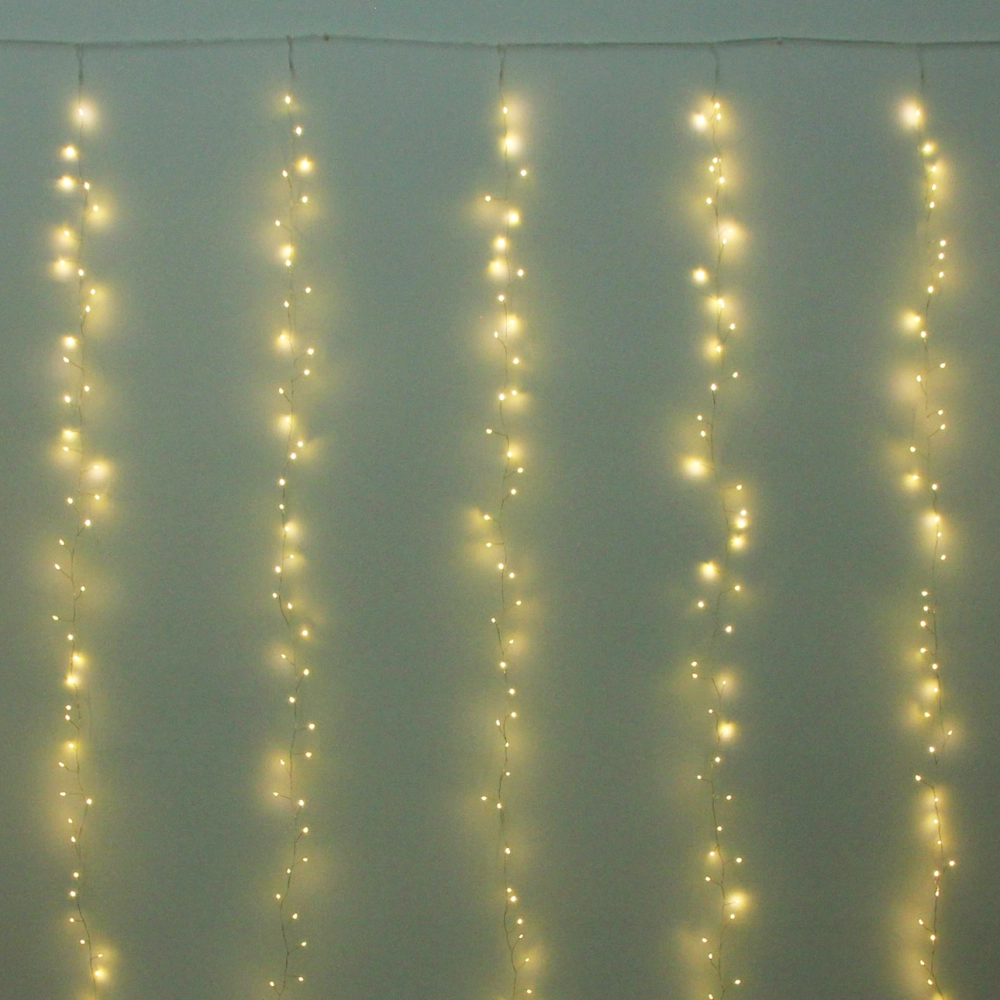 Гирлянда для дома ЗАНАВЕС 3м*3м 900 ламп LED «Мишура», IP-20, 8 режимов. Теплый белый (возможность соединения)