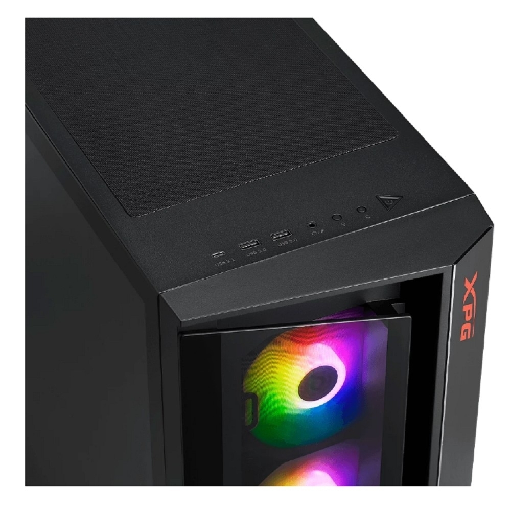 Корпус для компьютера XPG CRUISER BLACK (CRUISERST-BKCWW) (Midi-Tower, черный, TG, 120mm ARGB fan*3)