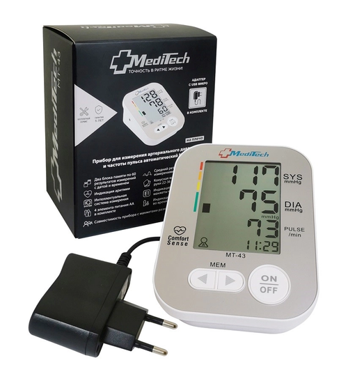Тонометр MediTech MT-43 автоматический с адаптером, манжета 22–36 см
