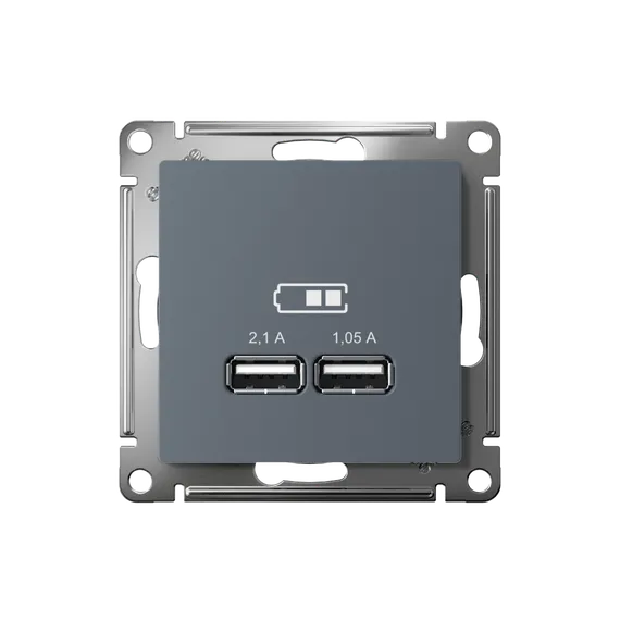 Розетка USB AtlasDesign тип A+A 5В 1х2.1А 2х1.05А механизм грифель SE ATN000733