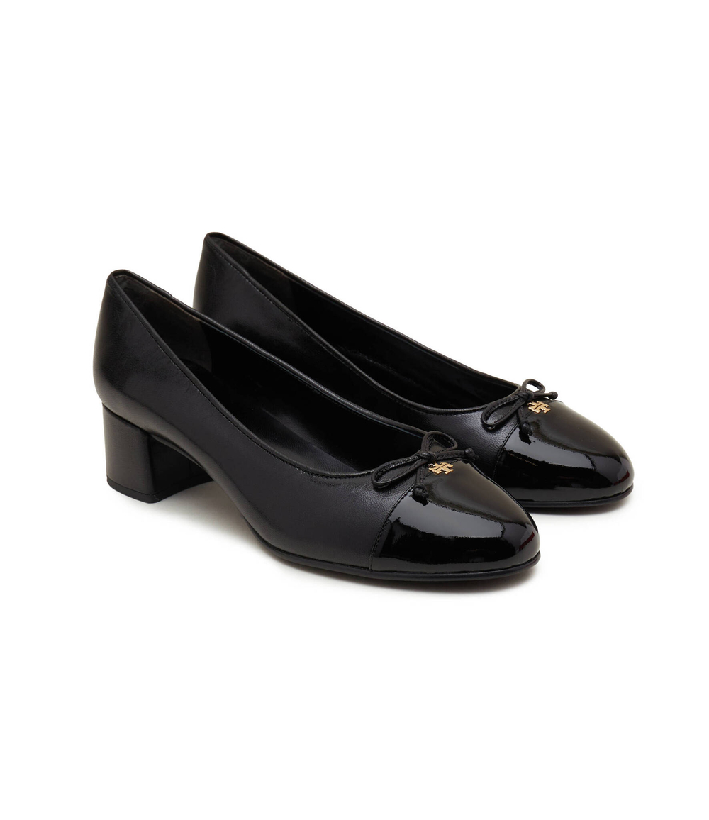 Кожаные туфли на каблуке cap-toe pump TORY BURCH - черный(154517)