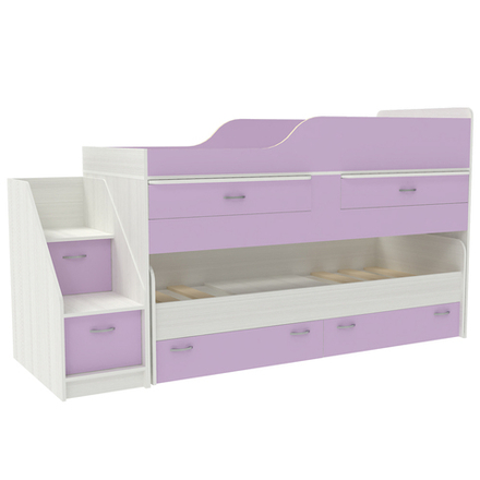 Кровать двухъярусная КарИВи Дуэт-8 Белое Дерево Ирис