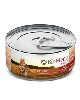 BioMenu Cat Adult Консервы Мясной паштет с Ягненком 100гр.