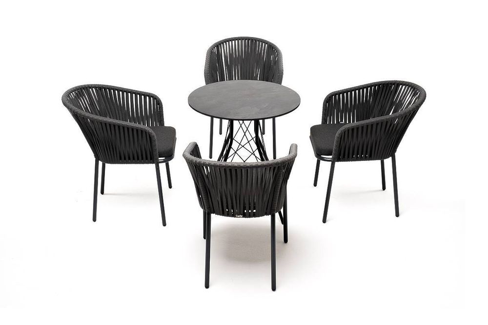 "Конте" обеденная группа на 4 персоны, круглый стол, цвет "серый гранит"