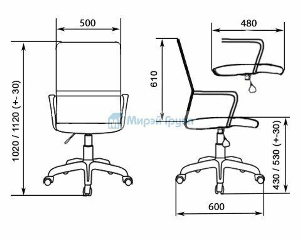Кресло для персонала МГ-22 PL ХРОМ
