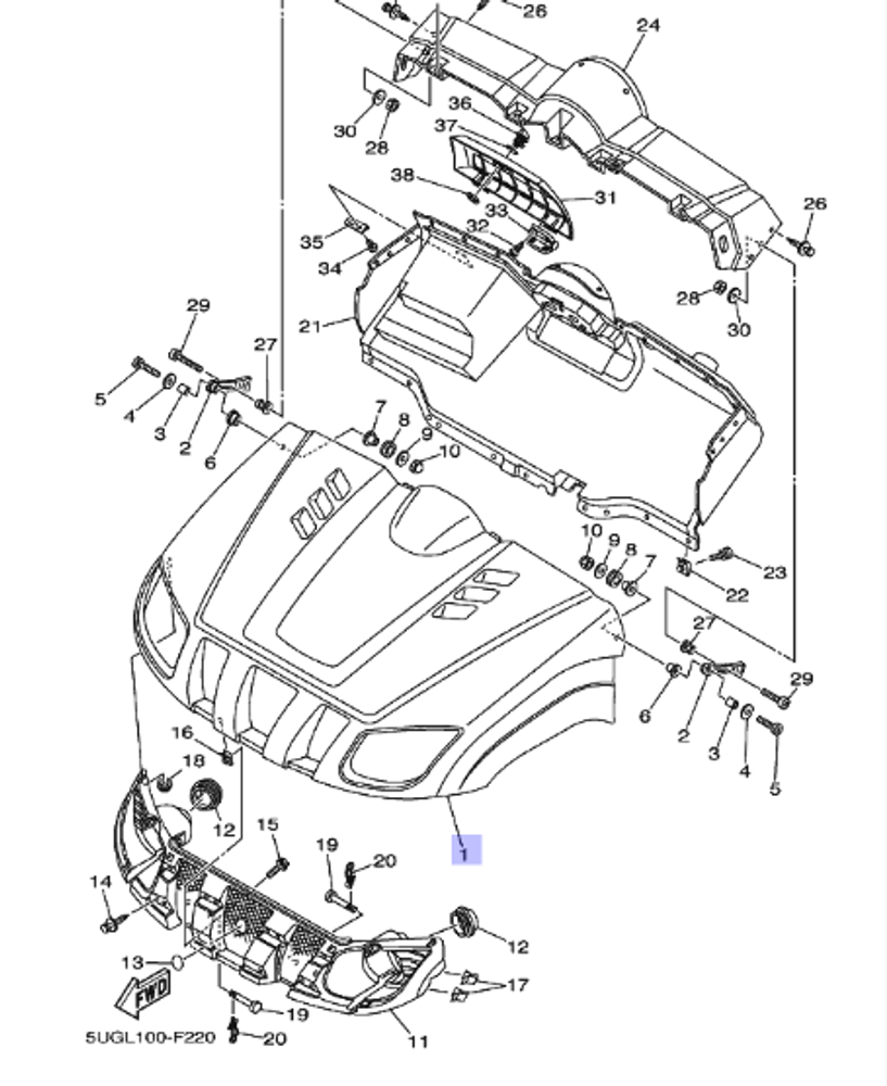 Капот для Yamaha Rhino 5UG-F1510-L0-00