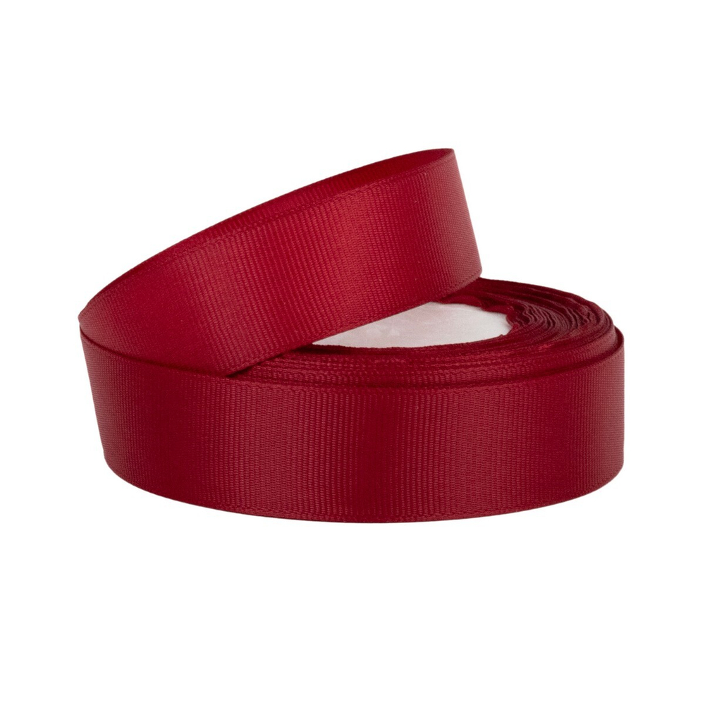 Лента репсовая винного цвета 2.5 см 22.7 м