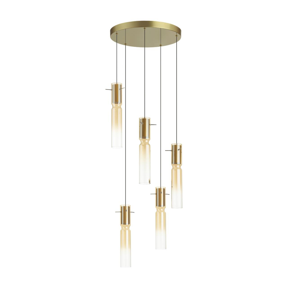 5058/25LA PENDANT ODL24 385 золотой/янтарный/металл/стекло Люстра каскадная LED 5*5W 3000K SCROW