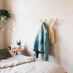 Вешалка настенная Dotsy, белая/натуральное дерево