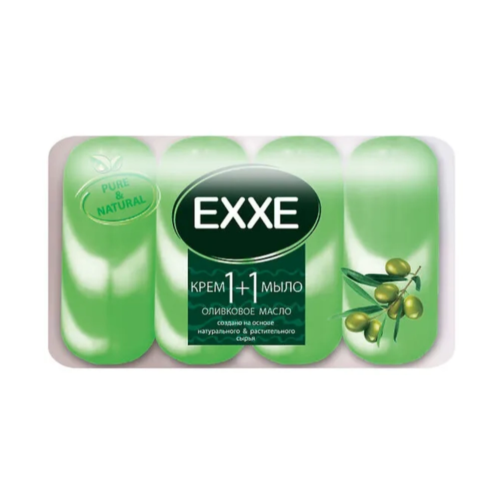 Туалетное крем-мыло "EXXE" 1+1 "Оливковое масло" 4шт*90г (ЗЕЛЕНОЕ)