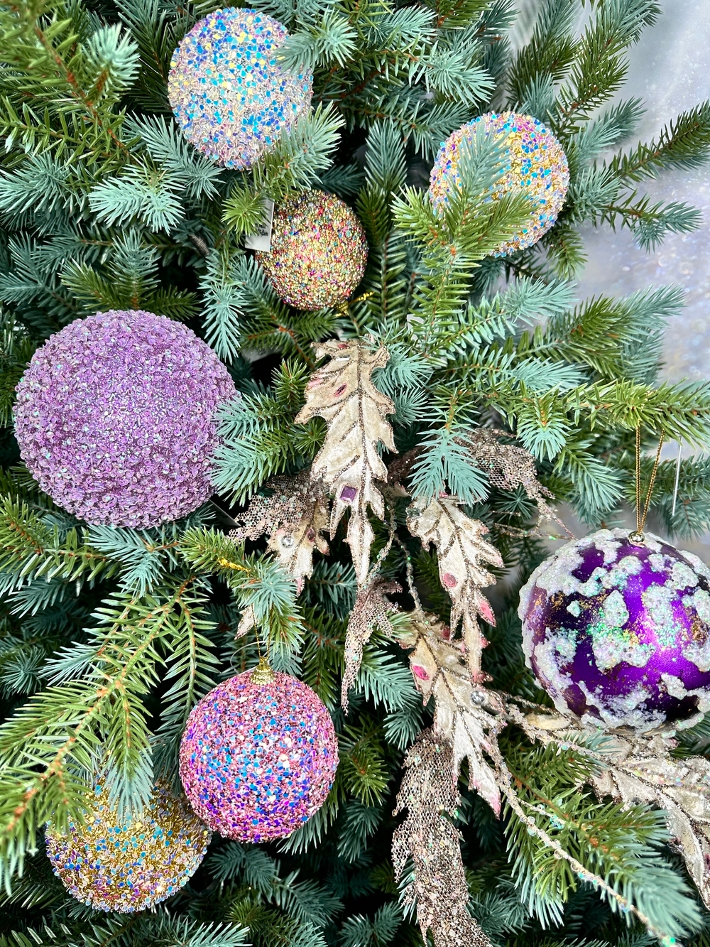 Шар с блестками 13см ChristmasDeLuxe premium collection лиловый