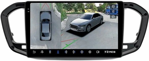 Магнитола для Lada Vesta NG 2023+ (без ШГУ, рамка черная глянцевая 9) - Teyes CC3-2K-360 на Android 10, 2K QLED, 6Гб+128Гб, CarPlay, 4G SIM-слот, 4 камеры в комплекте