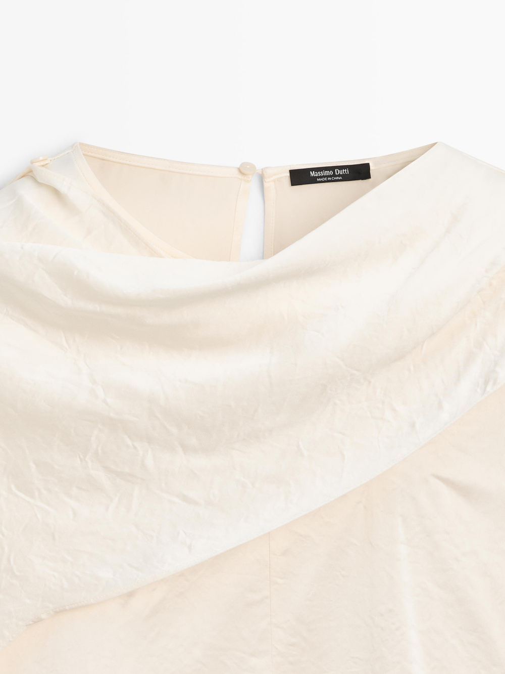 Massimo Dutti Блузка с драпировкой, натуральный/кремовый
