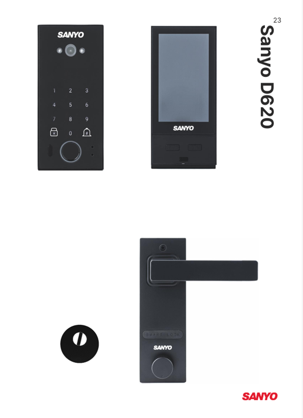 Sanyo D620 Автоматический умный замок с ручкой кноб и сканом лица (Face ID)