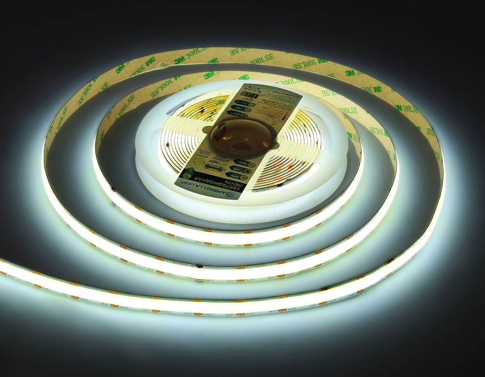 Ambrella Светодиодная лента Ambrella Light GS4803 COB 616Led/19W m/ 24V IP20 6500K/ 5m*12mm*2mm (2 конт.) LED Strip 24V GS4803