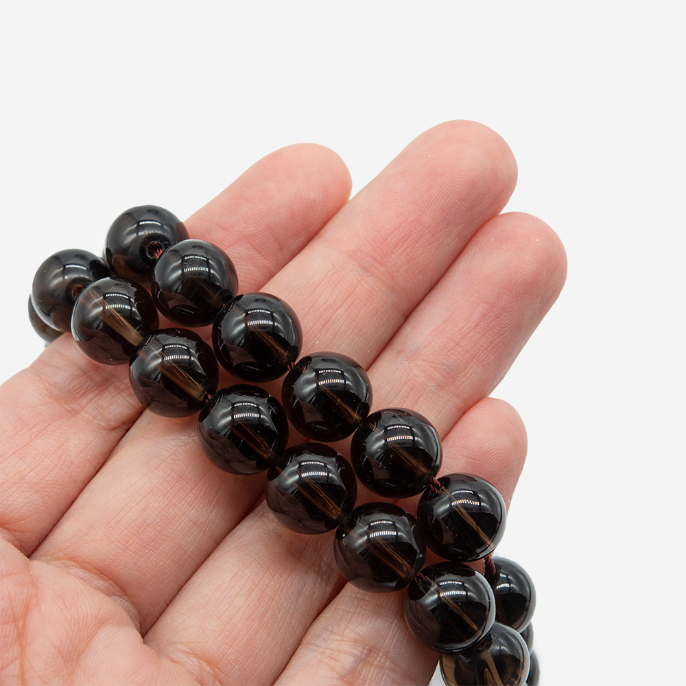 Раухтопаз (дымчатый кварц) натуральный, бусины в форме шара 9,7-10мм