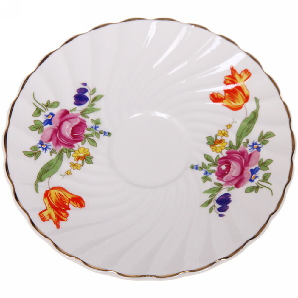 Чайный набор 12 предметов «Цветочная фантазия» (6кружек 200мл+6блюдец), морская волна