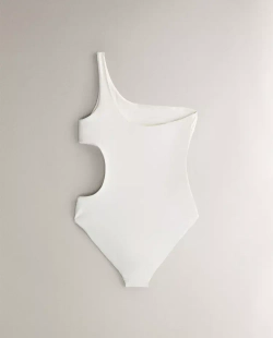 ZARA HOME КУПАЛЬНИК С АСИММЕТРИЧНЫМ ВЫРЕЗОМ, ЭКРЮ