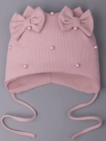 Шапка для девочки осенняя на завязках с бусинами