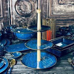 Lenardi 133-295 Трехъярусная этажерка AQUAMARINE в под.уп.(х12)Фарфор