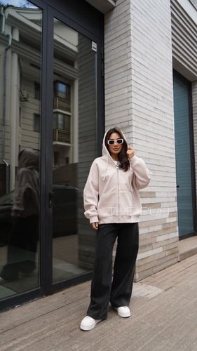 Худи на молнии в цвете пудра