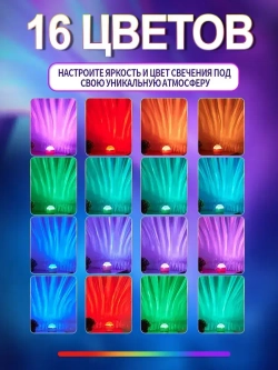 Ночник звездное небо полярное сияние /16 RGB цветов с пультом