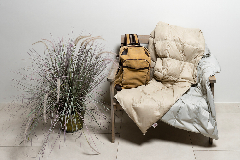 Плед дорожный пуховый 140х200 German Grass Travel Plaid серо-бежевый