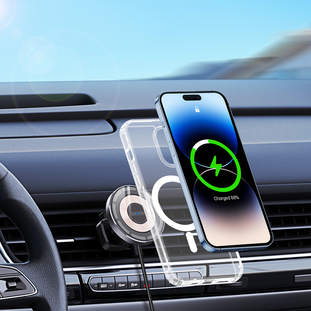 Магнитное беспроводное автомобильное зарядное устройство V2 Wireless Car Charger 15W, Duzzona