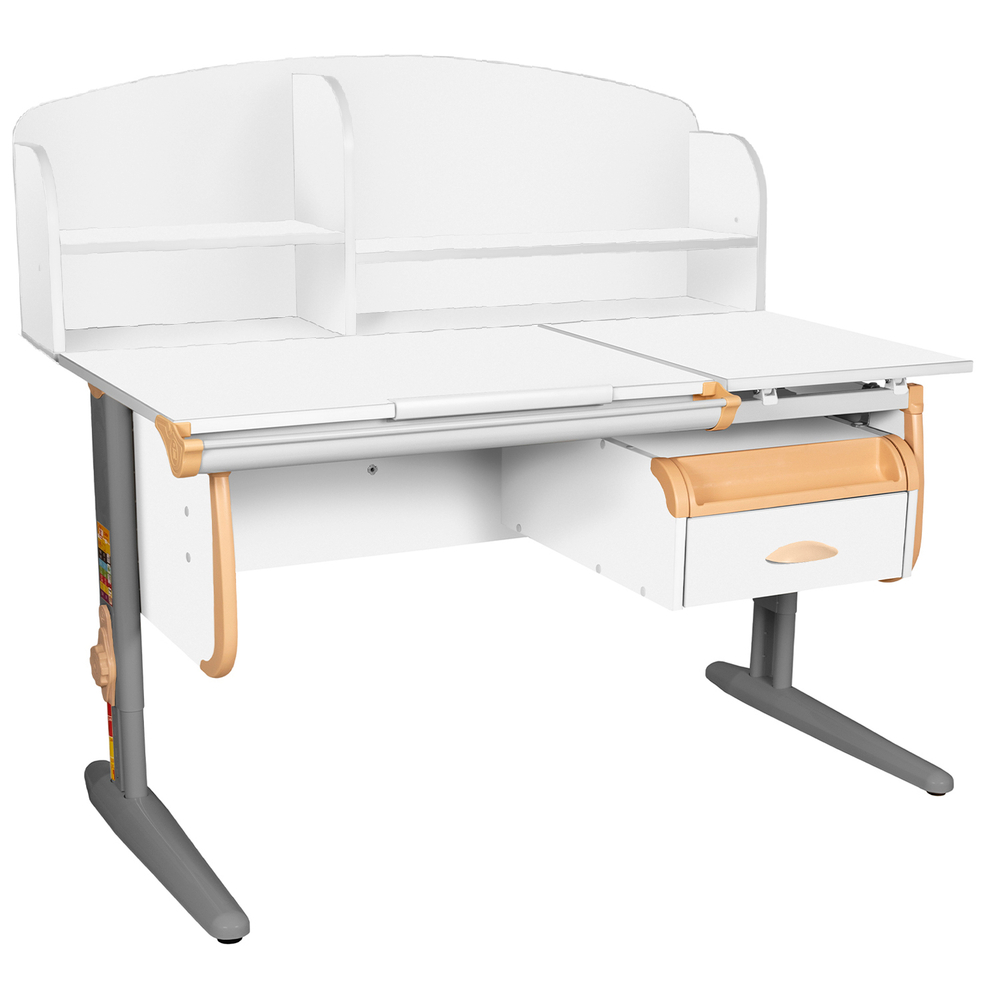 Растущая парта Дэми СУТ 25 с задней полкой СУТ.34.390 и навесной тумбой (1200×880 мм)