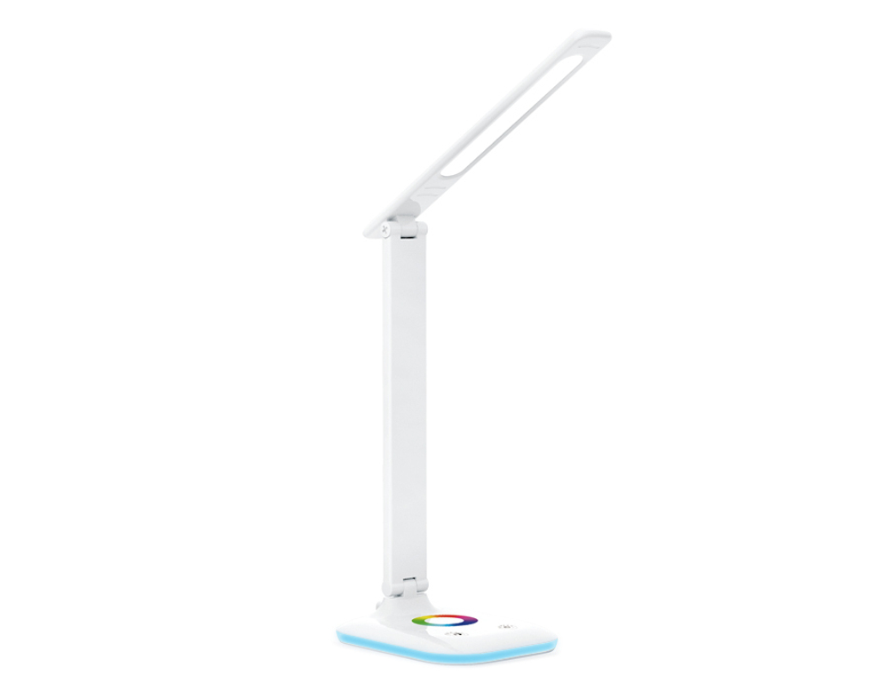 Светодиодная настольная лампа с RGB подсветкой DE530 WH белый LED 3000-6400K+RGB 8W
