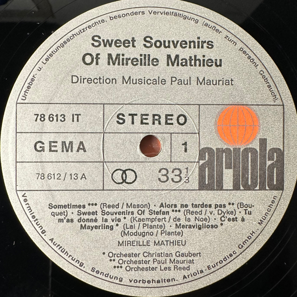 Mireille Mathieu ‎– Sweet Souvenirs Of Mireille Mathieu (Германия 1968г.)