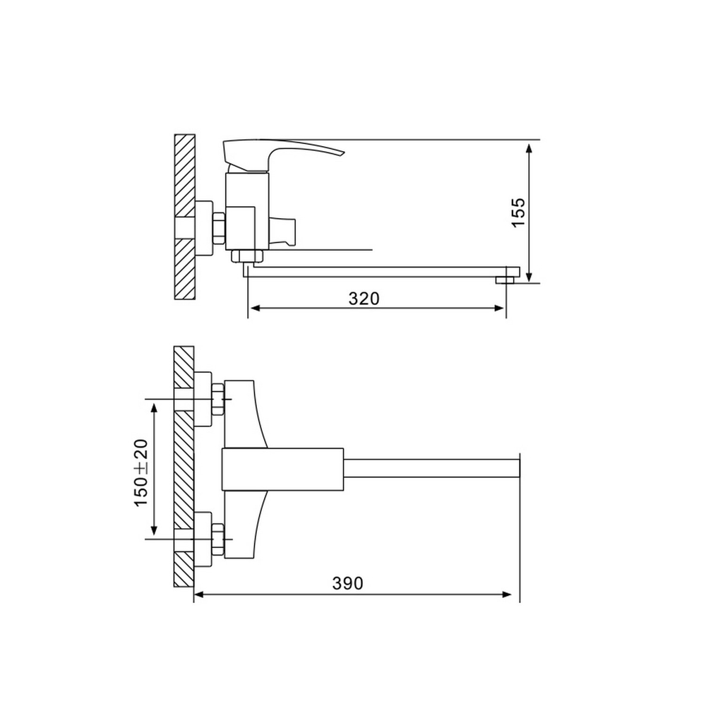 Смеситель для ванны и раковины 35к G2207 GAPPO див корп L-нос, ХРОМ