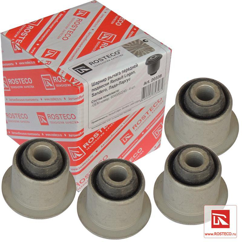 Сайлентблок рычага переднего ЛАДА Ларгус; Renault Logan, Nissan Almera 4шт Rosteco