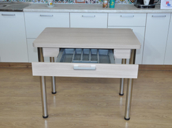 Симпл стол обеденный раскладной с ящиком / Ясень шимо светлый/хром