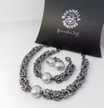 Браслет Византия графит с серым жемчугом Майорка