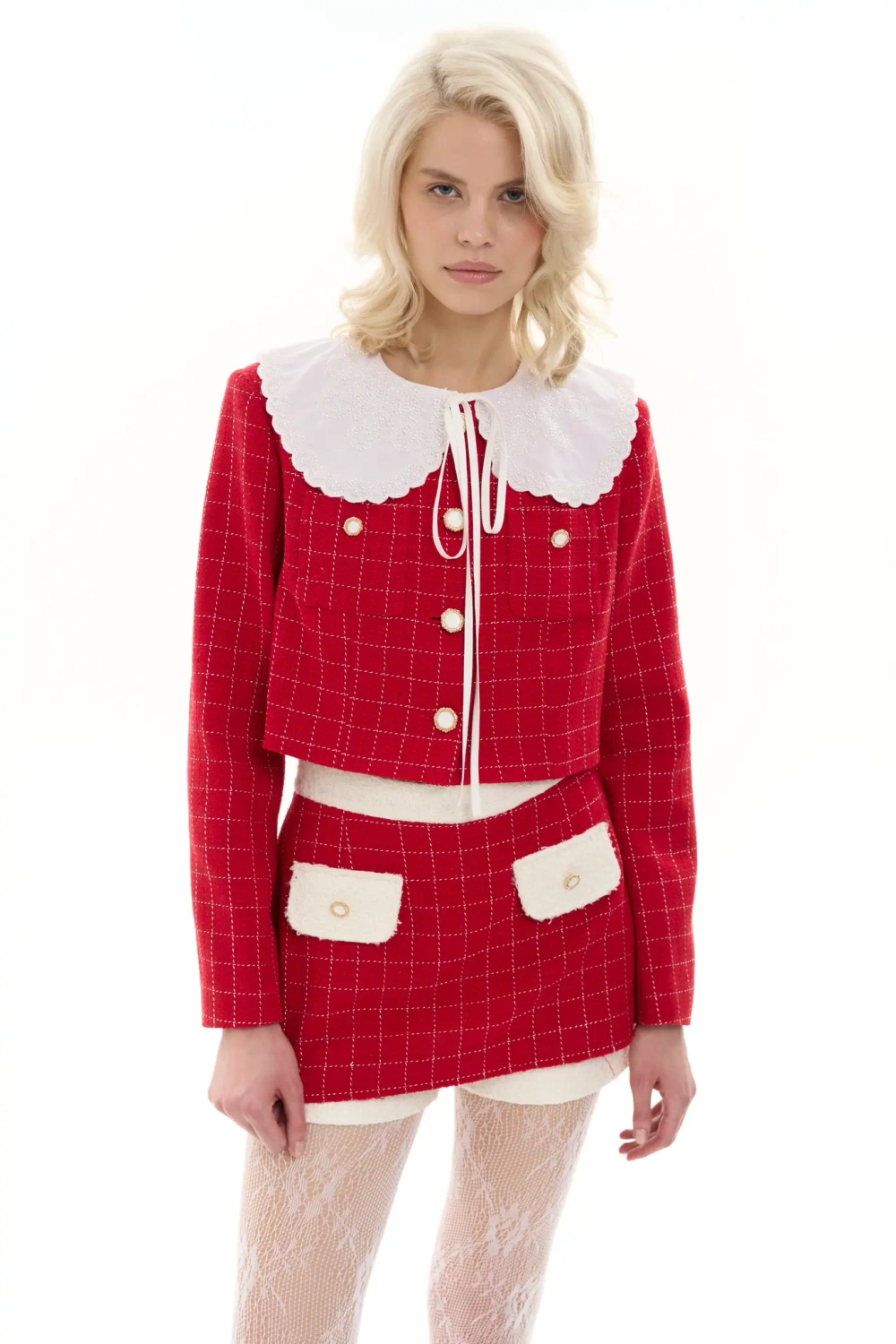 Жакет укороченный (без воротничка) красный
