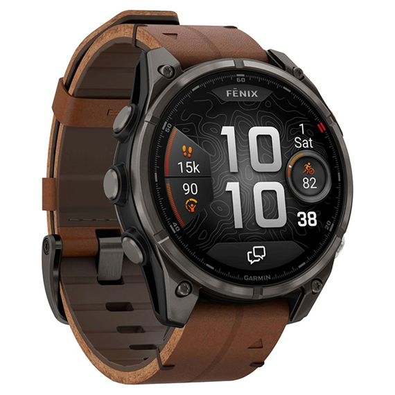 Garmin Fenix 8 PRO 51 мм AMOLED Sapphire Carbon Grey DLC Titanium / Chestnut Leather Band (010-03199-40)