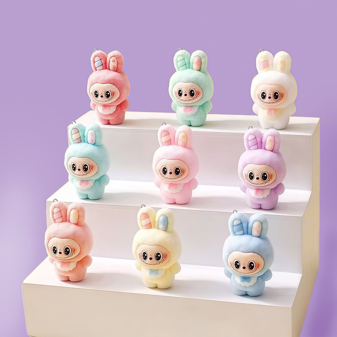 Подвеска Лабубу-малыш, пин на правом ушке, флокированный пластик