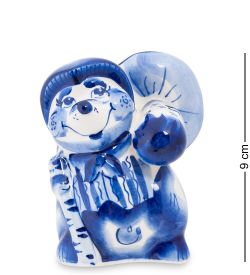 ГЛ- 133 Фигурка «Еж с грибом» (Гжельский фарфор)